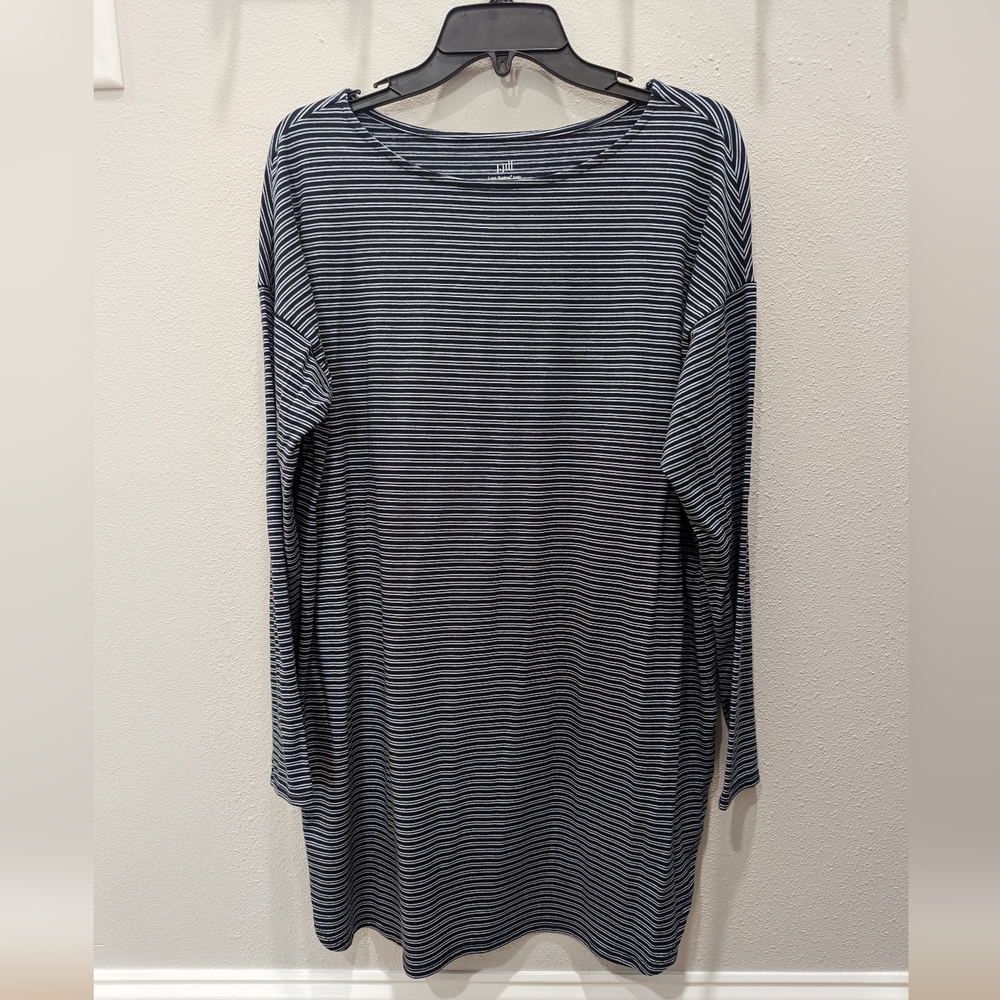 NWT J. Jill Luxe Supima navy striped tunic **Large Tall size**